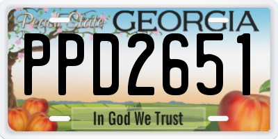 GA license plate PPD2651
