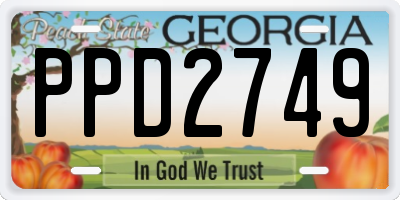 GA license plate PPD2749
