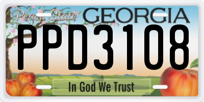 GA license plate PPD3108