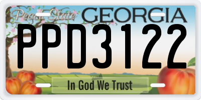 GA license plate PPD3122