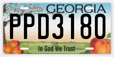 GA license plate PPD3180