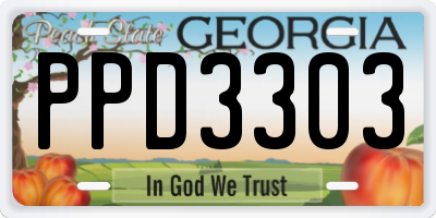 GA license plate PPD3303