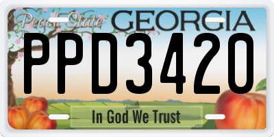 GA license plate PPD3420