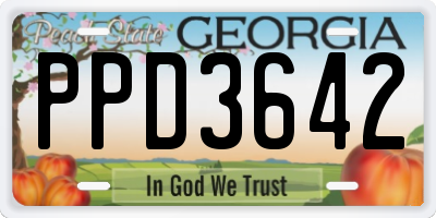 GA license plate PPD3642