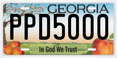 GA license plate PPD5000