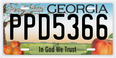 GA license plate PPD5366