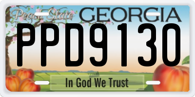 GA license plate PPD9130