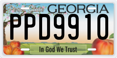 GA license plate PPD9910