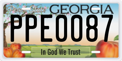 GA license plate PPE0087