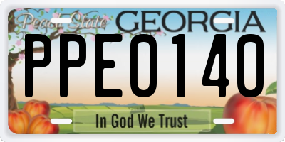 GA license plate PPE0140