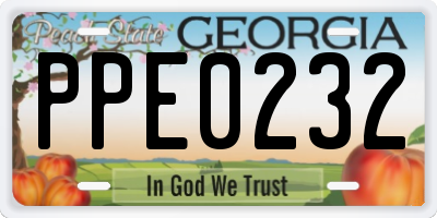 GA license plate PPE0232