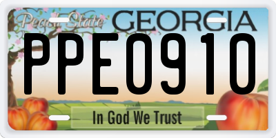 GA license plate PPE0910