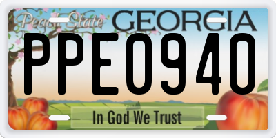 GA license plate PPE0940