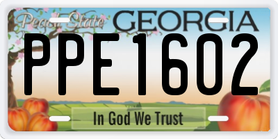 GA license plate PPE1602