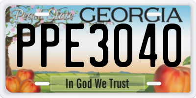 GA license plate PPE3040