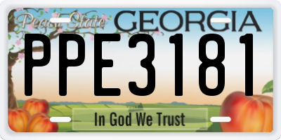 GA license plate PPE3181
