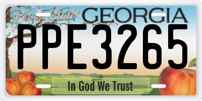 GA license plate PPE3265