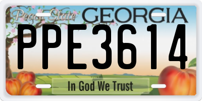 GA license plate PPE3614