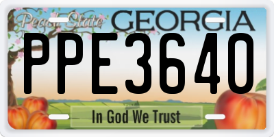 GA license plate PPE3640