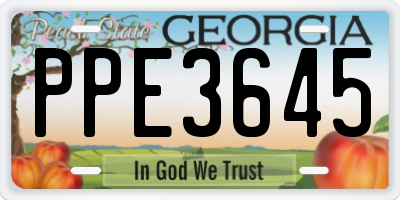 GA license plate PPE3645