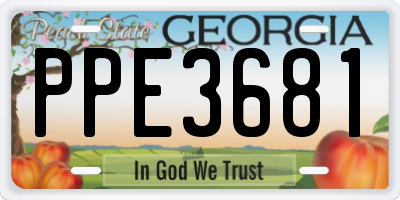 GA license plate PPE3681