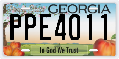 GA license plate PPE4011
