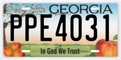 GA license plate PPE4031