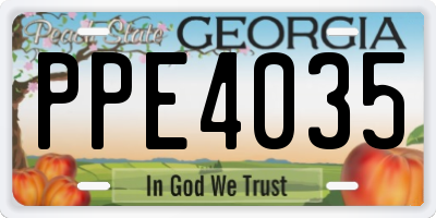 GA license plate PPE4035