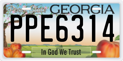 GA license plate PPE6314