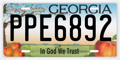 GA license plate PPE6892