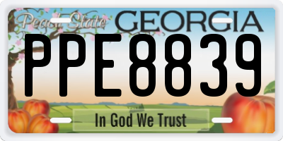 GA license plate PPE8839