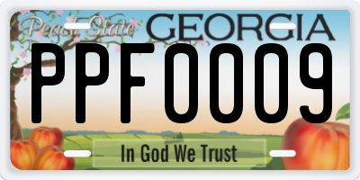 GA license plate PPF0009