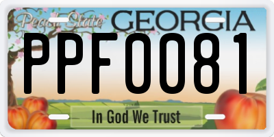 GA license plate PPF0081