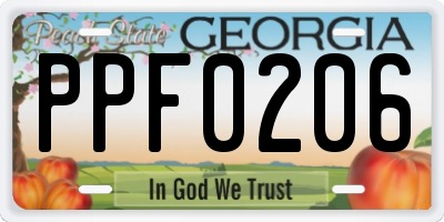 GA license plate PPF0206