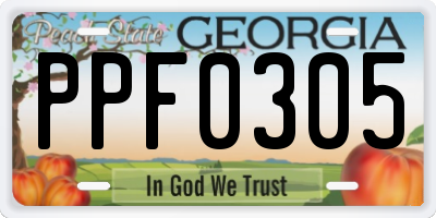 GA license plate PPF0305