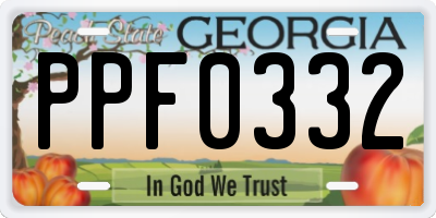 GA license plate PPF0332
