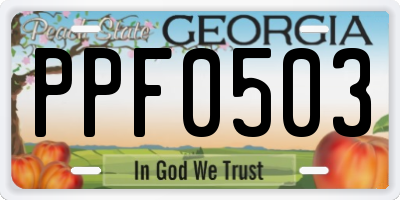 GA license plate PPF0503