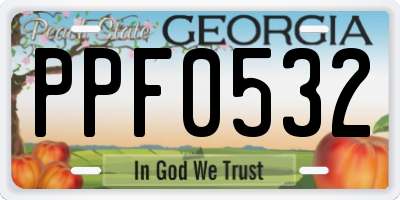 GA license plate PPF0532