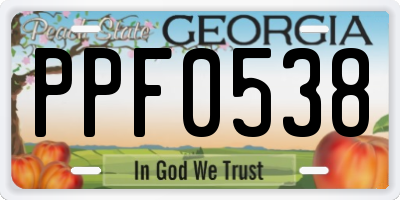 GA license plate PPF0538