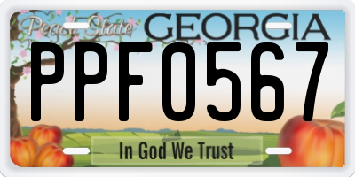 GA license plate PPF0567