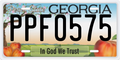 GA license plate PPF0575