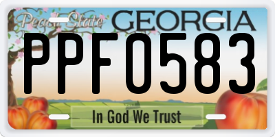 GA license plate PPF0583