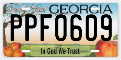 GA license plate PPF0609
