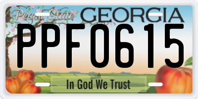 GA license plate PPF0615
