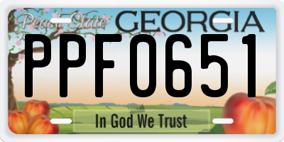 GA license plate PPF0651