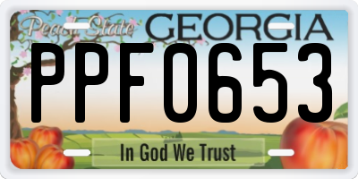 GA license plate PPF0653