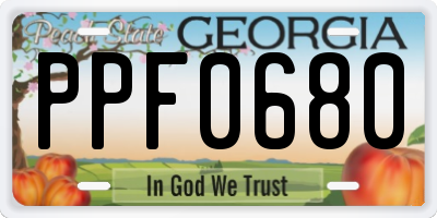 GA license plate PPF0680