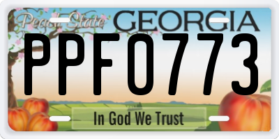 GA license plate PPF0773