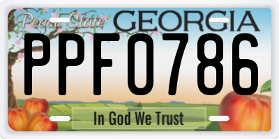 GA license plate PPF0786