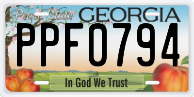 GA license plate PPF0794